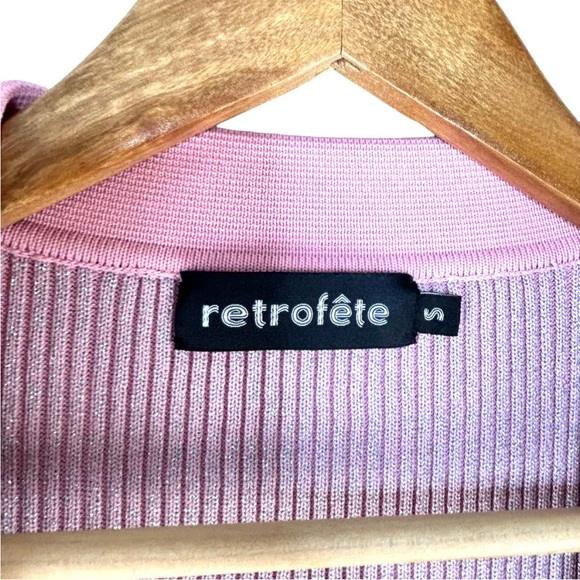 Retrofete Mimi Mini Sweater Dress Size S Light Pink Metallic Bodycon Cocktail - Picture 7 of 8